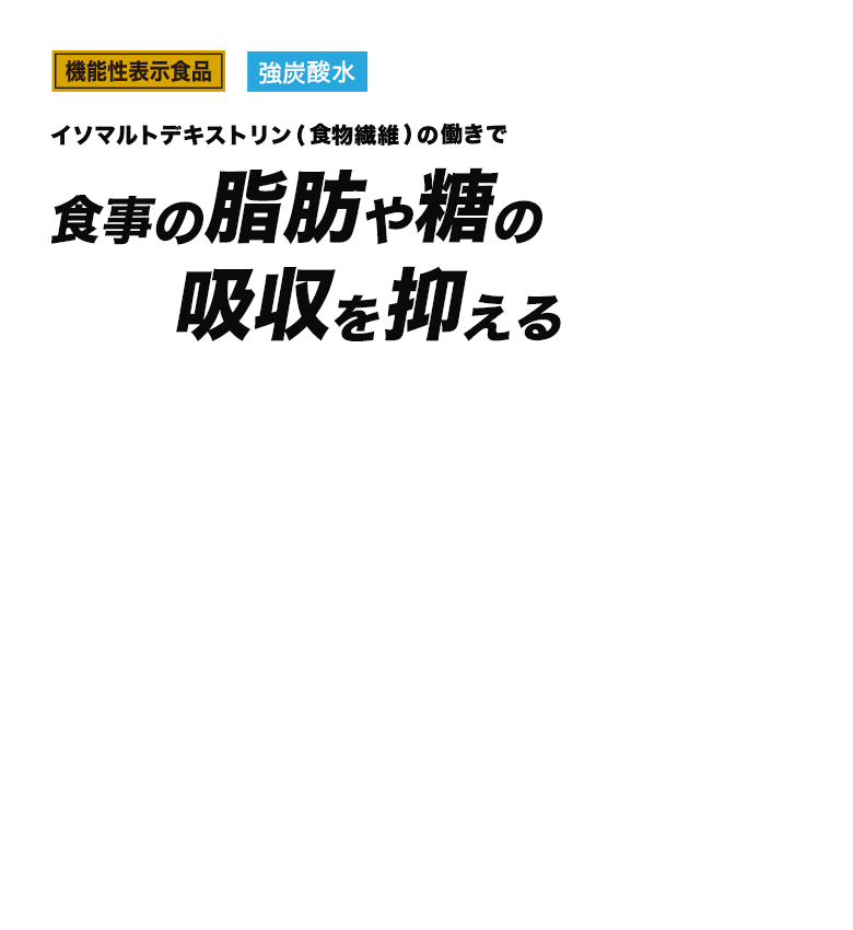 イソマルトデキストリン(食物繊維)の働きで 食事の脂肪や糖の吸収を抑える